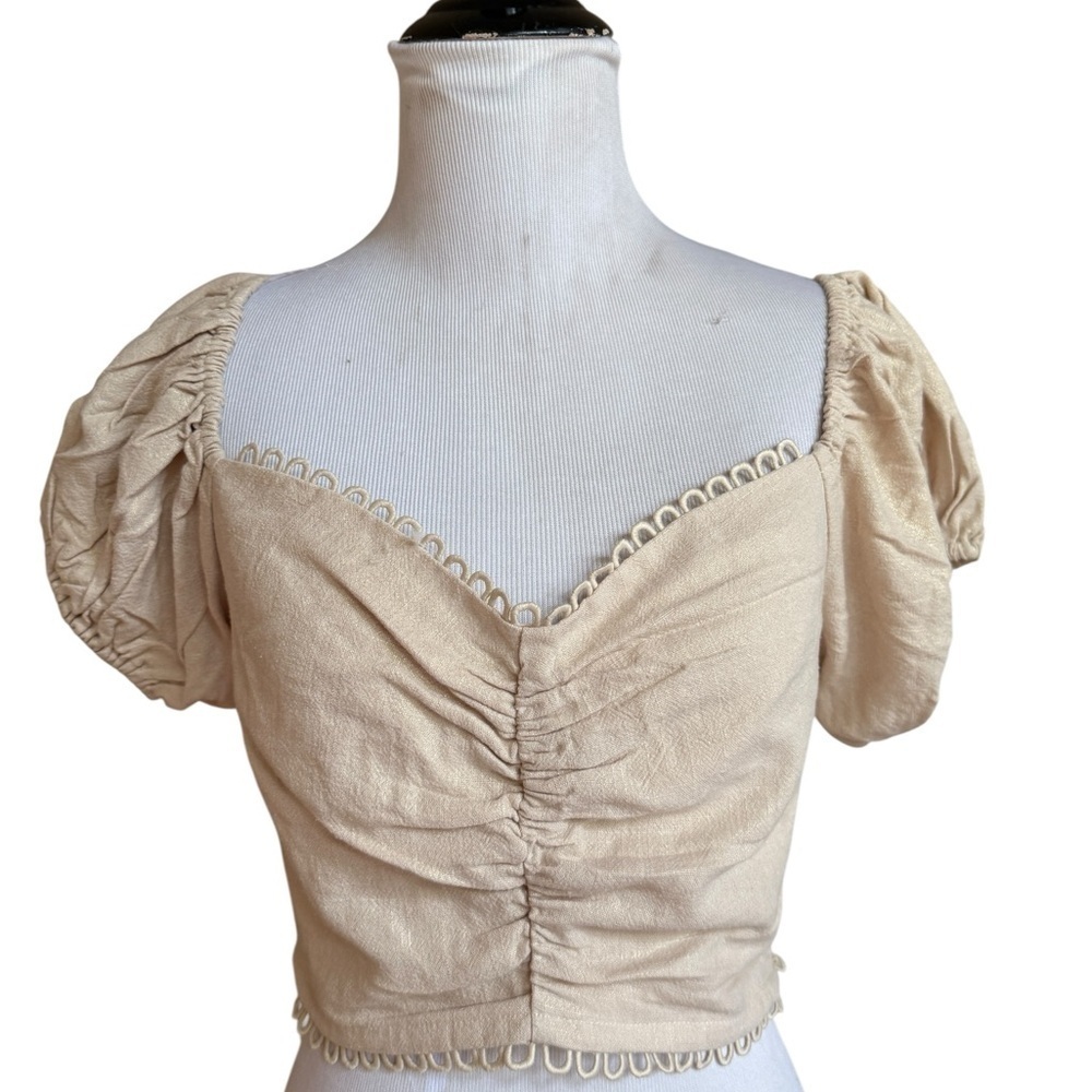 Bebe Elegant Cream Off-Shoulder Women's Top